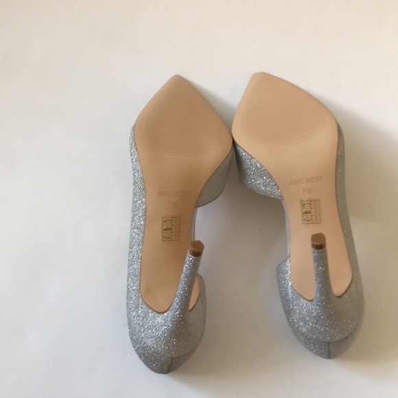 Nine West 7M Glitter Silver High heel shoe Brand New without tags Excellent - Picture 8 of 12
